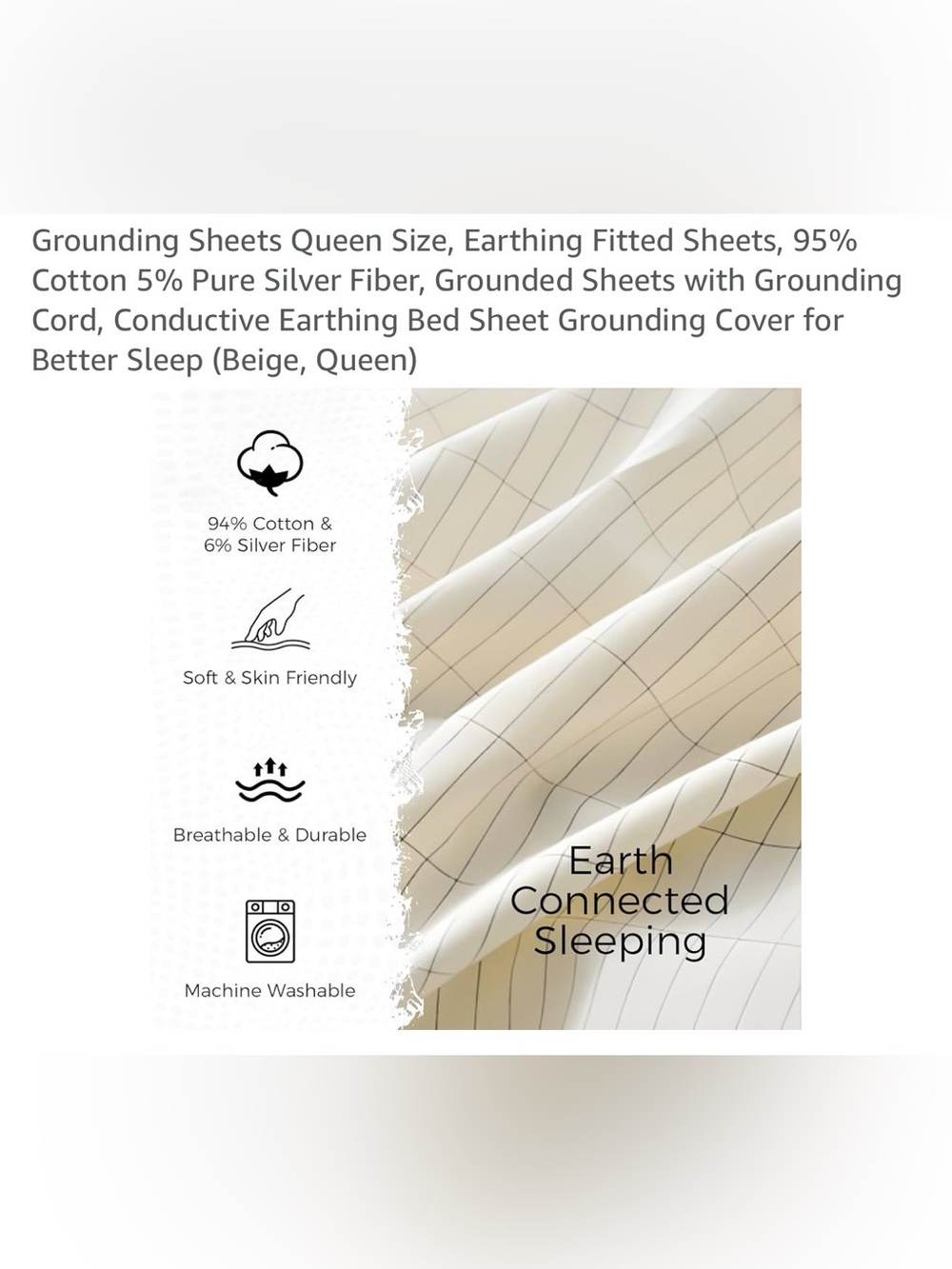 Earthing Grounded Fitted Sheet - Queen